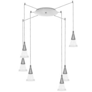 Люстра CONE 6х40W GU10 ХРОМ/ПРОЗРАЧНО-МАТОВЫЙ