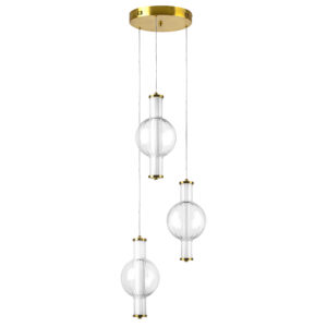 Люстра BOTTO LED 3х6W 1820LM ЛАТУНЬ/ПРОЗРАЧНЫЙ/БЕЛЫЙ 3000K