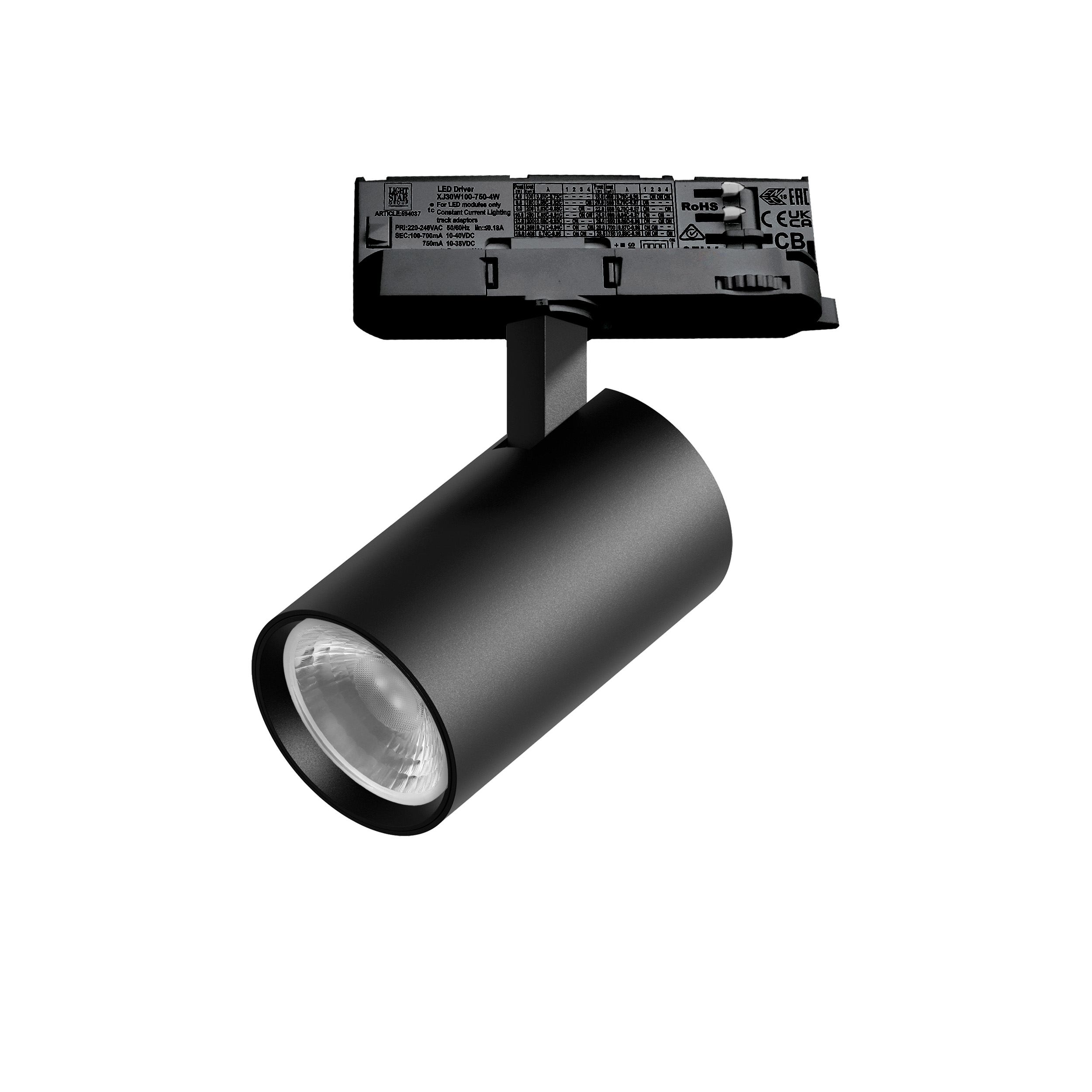 Светильник ALTA BASE для трековой системы Quattro LED 15W 1880LM 36G ЧЕРНЫЙ 3000K с адаптером (215137 + 594037 + 215103)