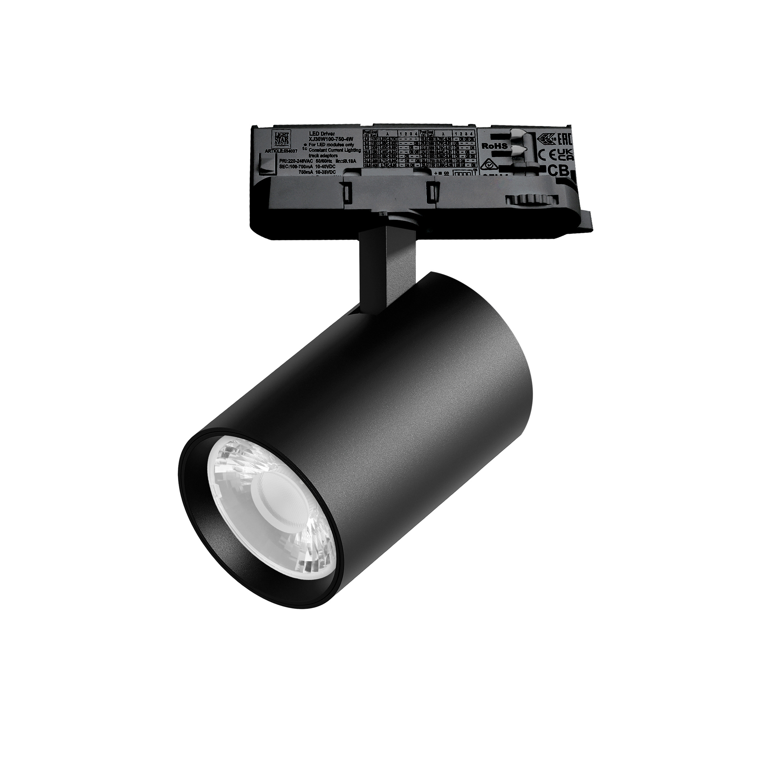 Светильник ALTA BASE для трековой системы Quattro LED 24W 3040LM 15G ЧЕРНЫЙ 4000K с адаптером (215247 + 594037 + 215201)