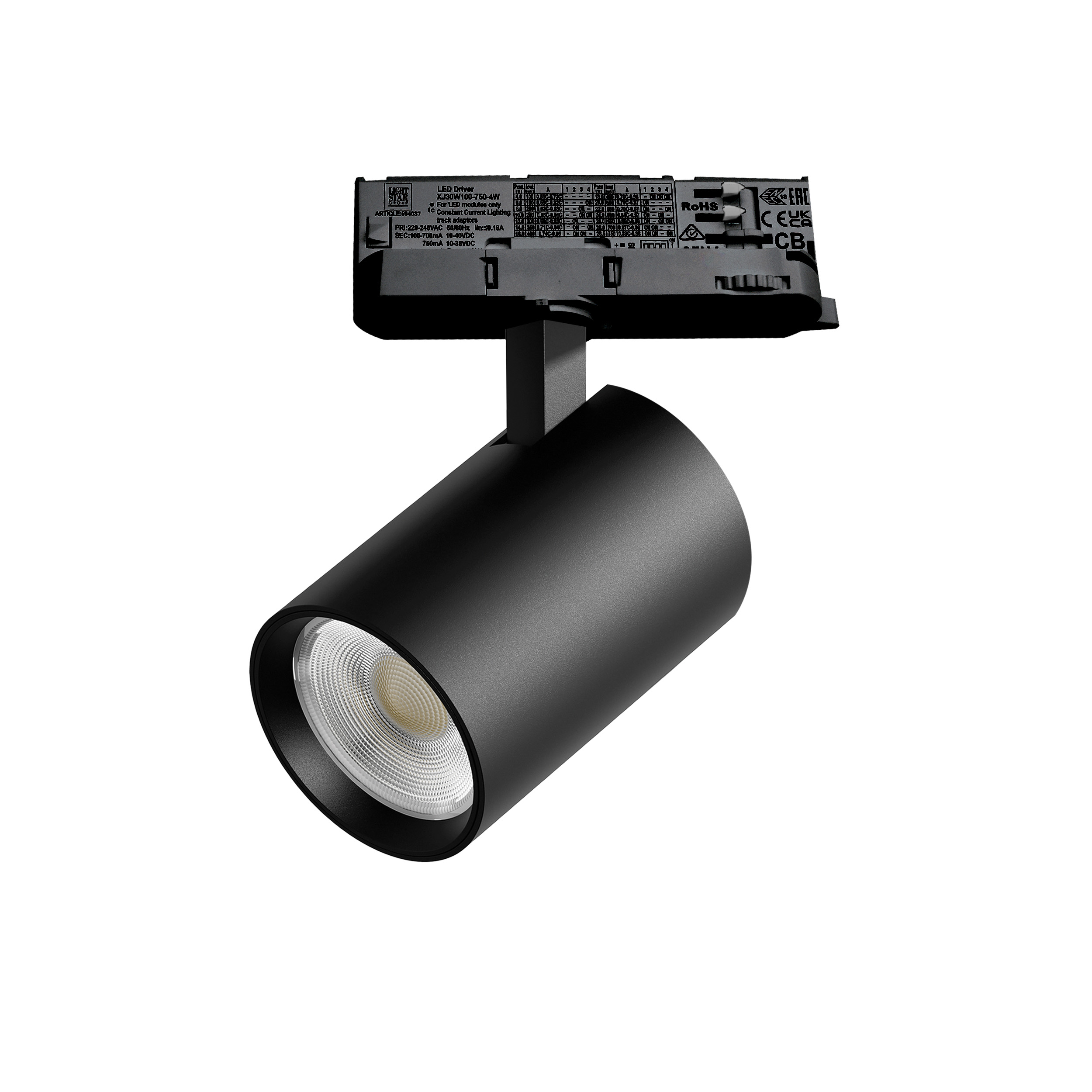 Светильник ALTA BASE для трековой системы Quattro LED 24W 3040LM 24G ЧЕРНЫЙ 4000K с адаптером (215247 + 594037)
