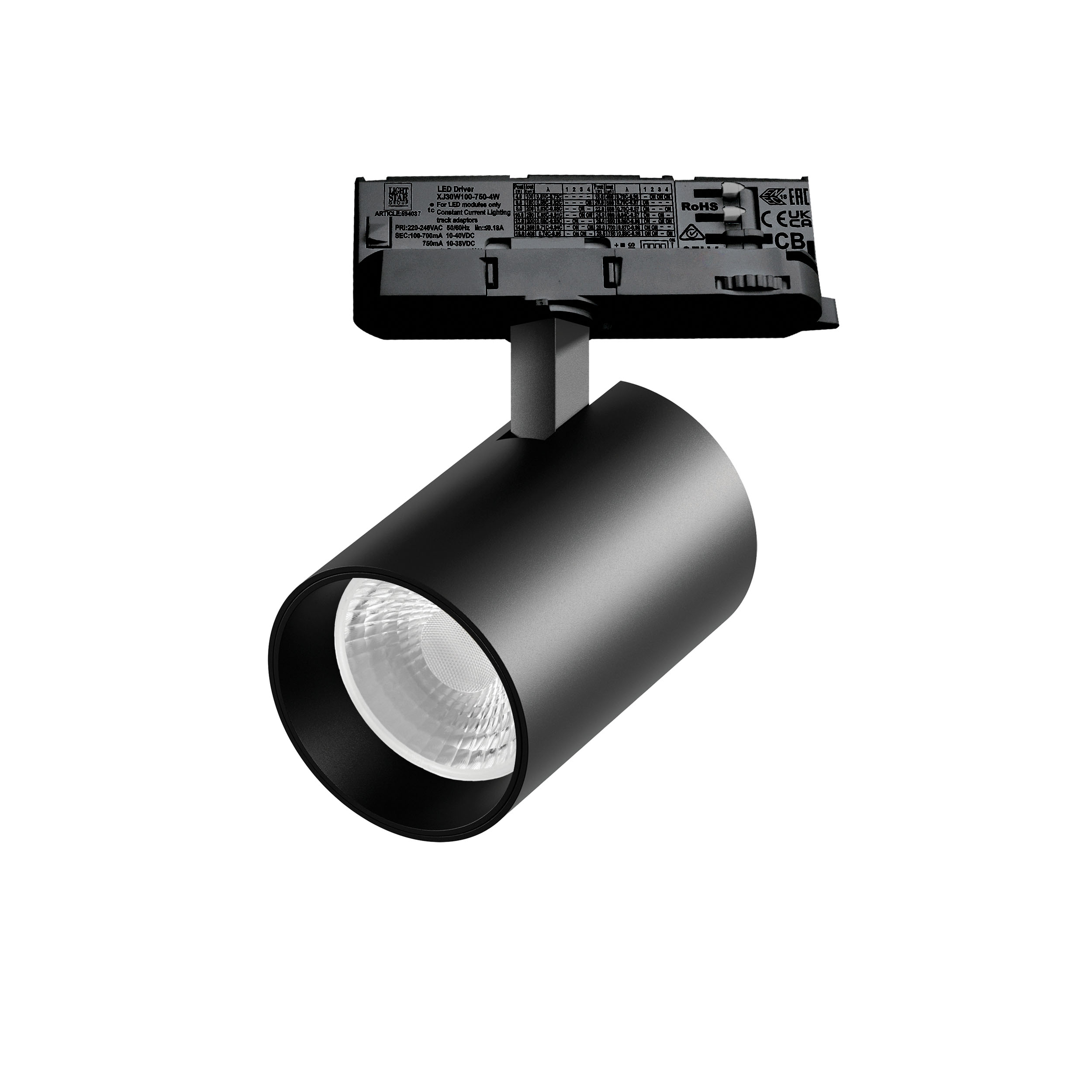Светильник ALTA BASE для трековой системы Quattro LED 30W 3525LM 36G ЧЕРНЫЙ 4000K с адаптером (215347 + 594037 + 215303)