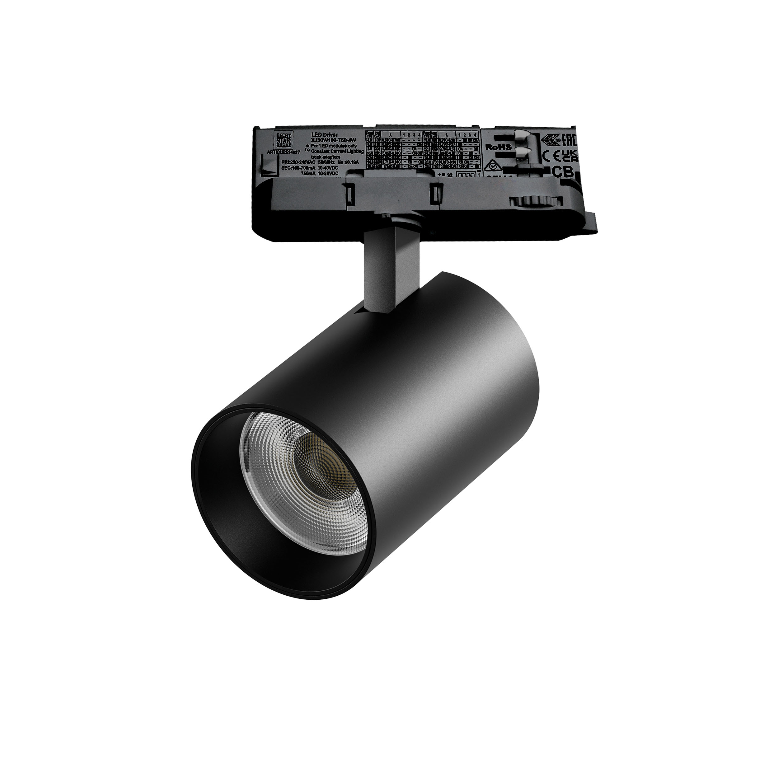 Светильник ALTA BASE для трековой системы Quattro LED 30W 3525LM 24G ЧЕРНЫЙ 4000K с адаптером (215347 + 594037)