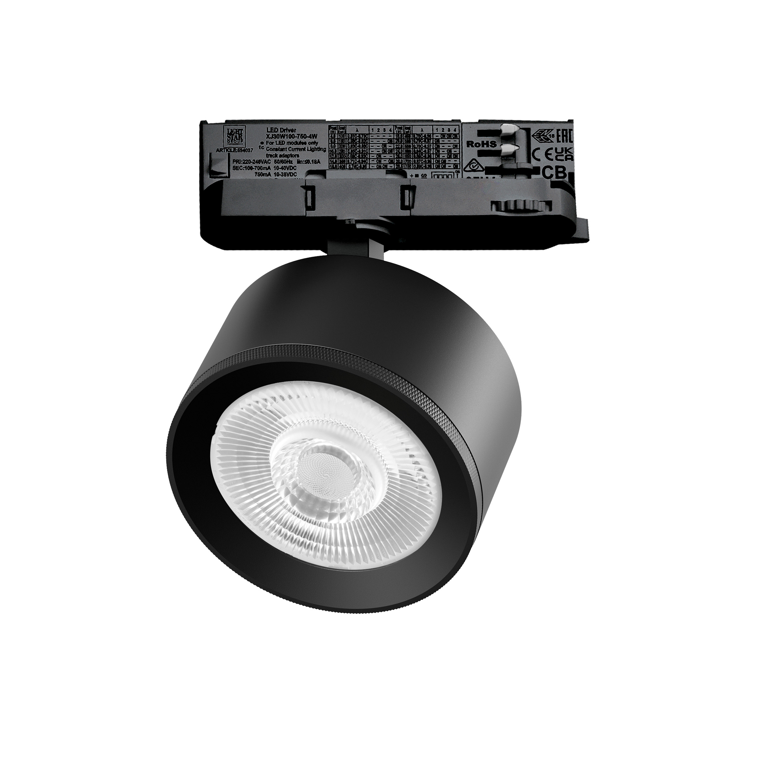 Светильник ALTA PRO для трековой системы Quattro LED 15W 1700LM 60G ЧЕРНЫЙ 3000K с адаптером (215537 + 594037 + 215504)