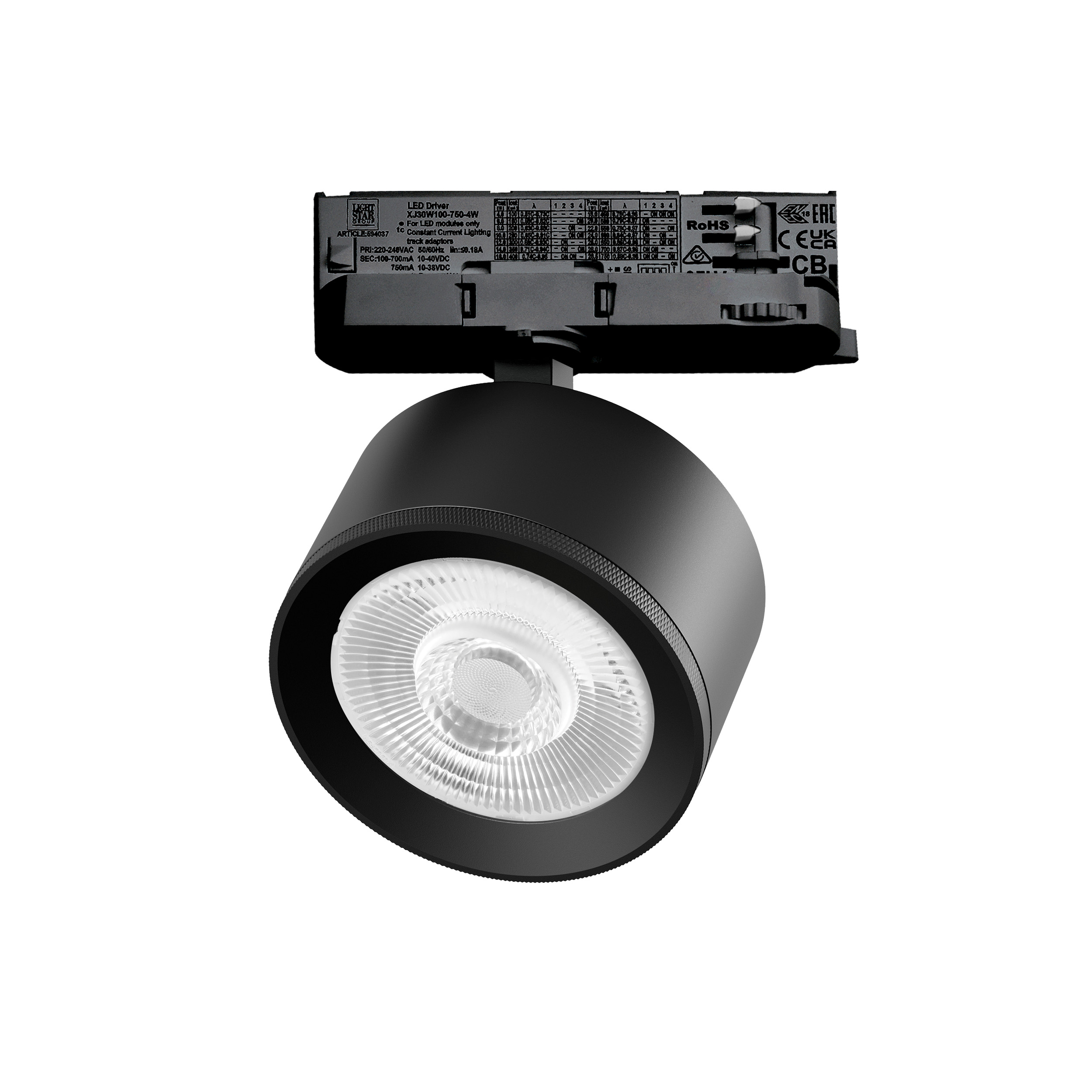 Светильник ALTA PRO для трековой системы Quattro LED 15W 1700LM 60G ЧЕРНЫЙ 4000K с адаптером (215547 + 594037 + 215504)