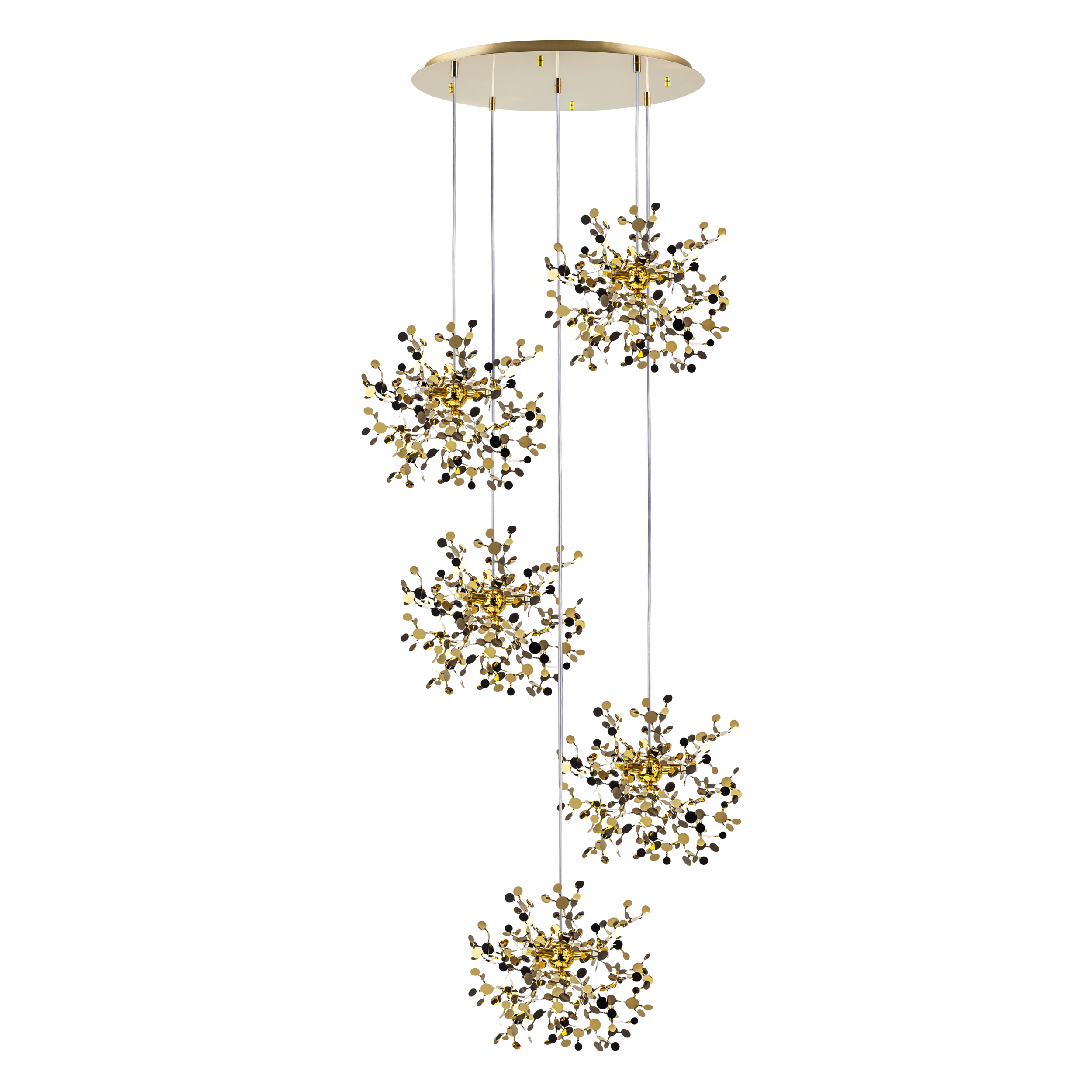Подвес пятерной круглый EXTRA 5x3x5W(led) G9 (721132 – 5 + 572152 -1) ЗОЛОТО