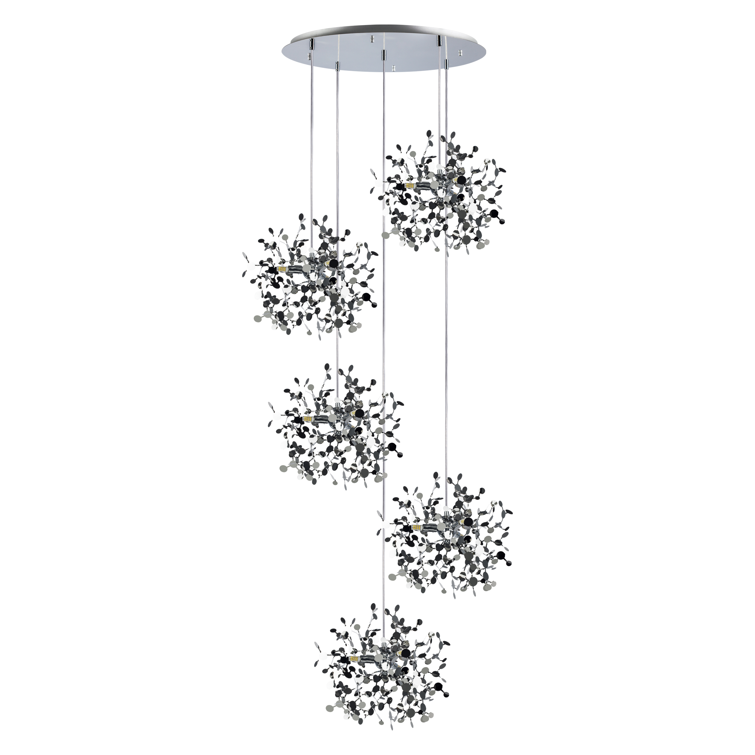 Подвес пятерной круглый EXTRA 5x3x5W(led) G9 (721134 – 5 + 572154 -1) ХРОМ