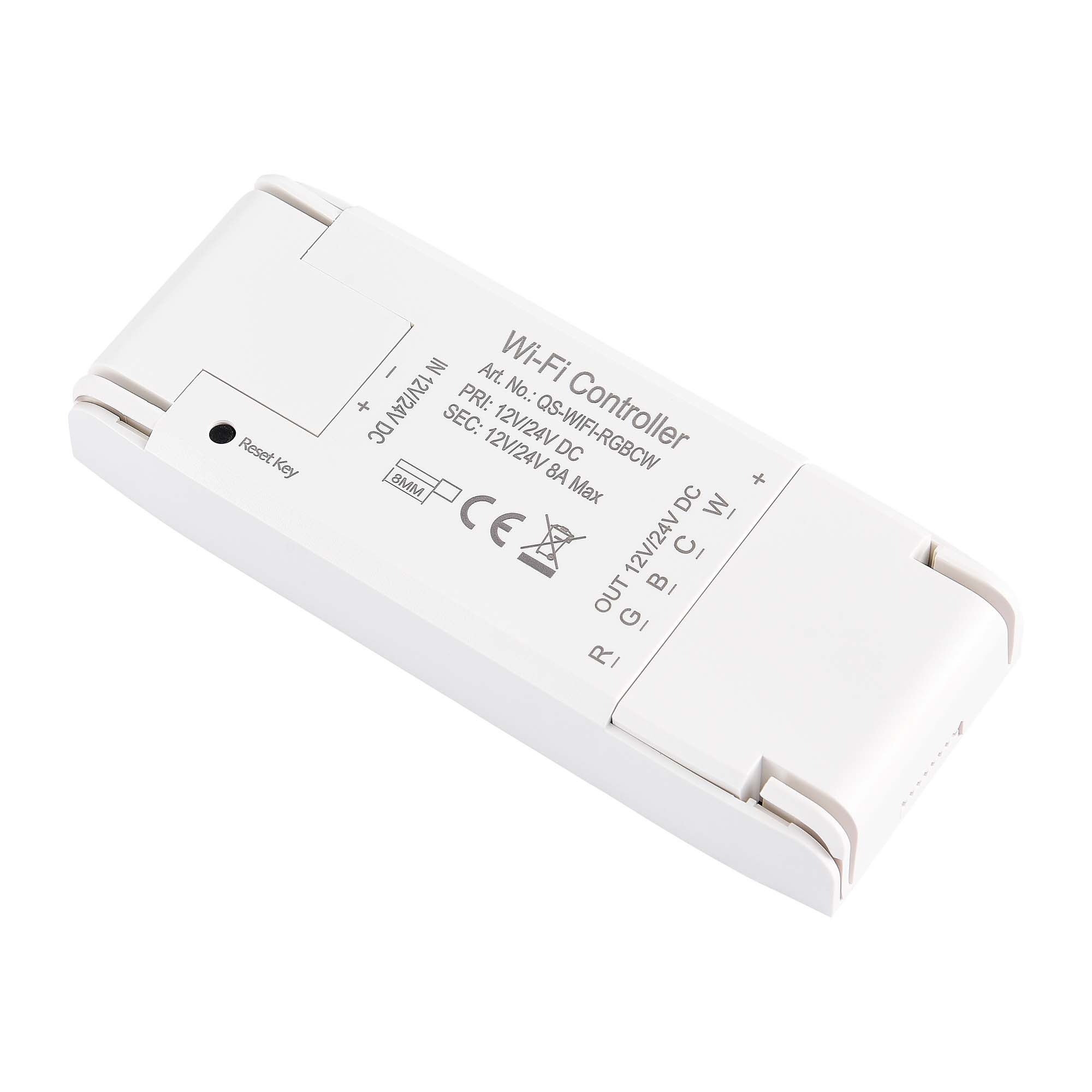 WI-FI контроллер RGBCW 8A,DC12-24 V, L115 × W45 × H18 мм